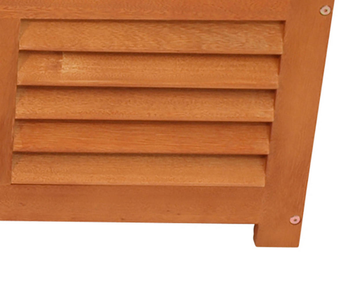 KISSENBOX Cardiff aus Eukalyptusholz, mit Sitzpolster 5cm grau, 128x42x43 cm - Braun, Holz (128/43/42cm) - TPFGarden