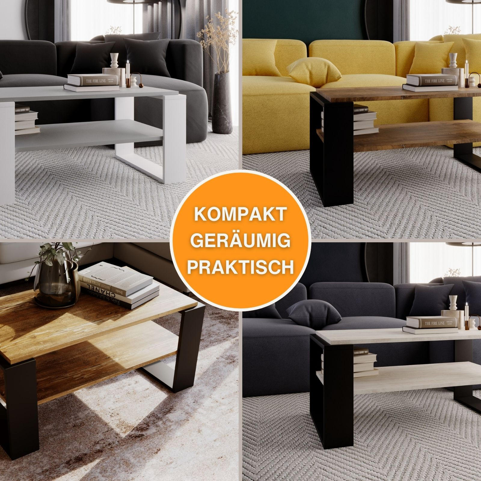 COUCHTISCH Kaja96 96/42/53,8 - Dunkelgrau/Weiß, Holzwerkstoff (54/96/42cm) - RAUMHIRSCH FURNITURE