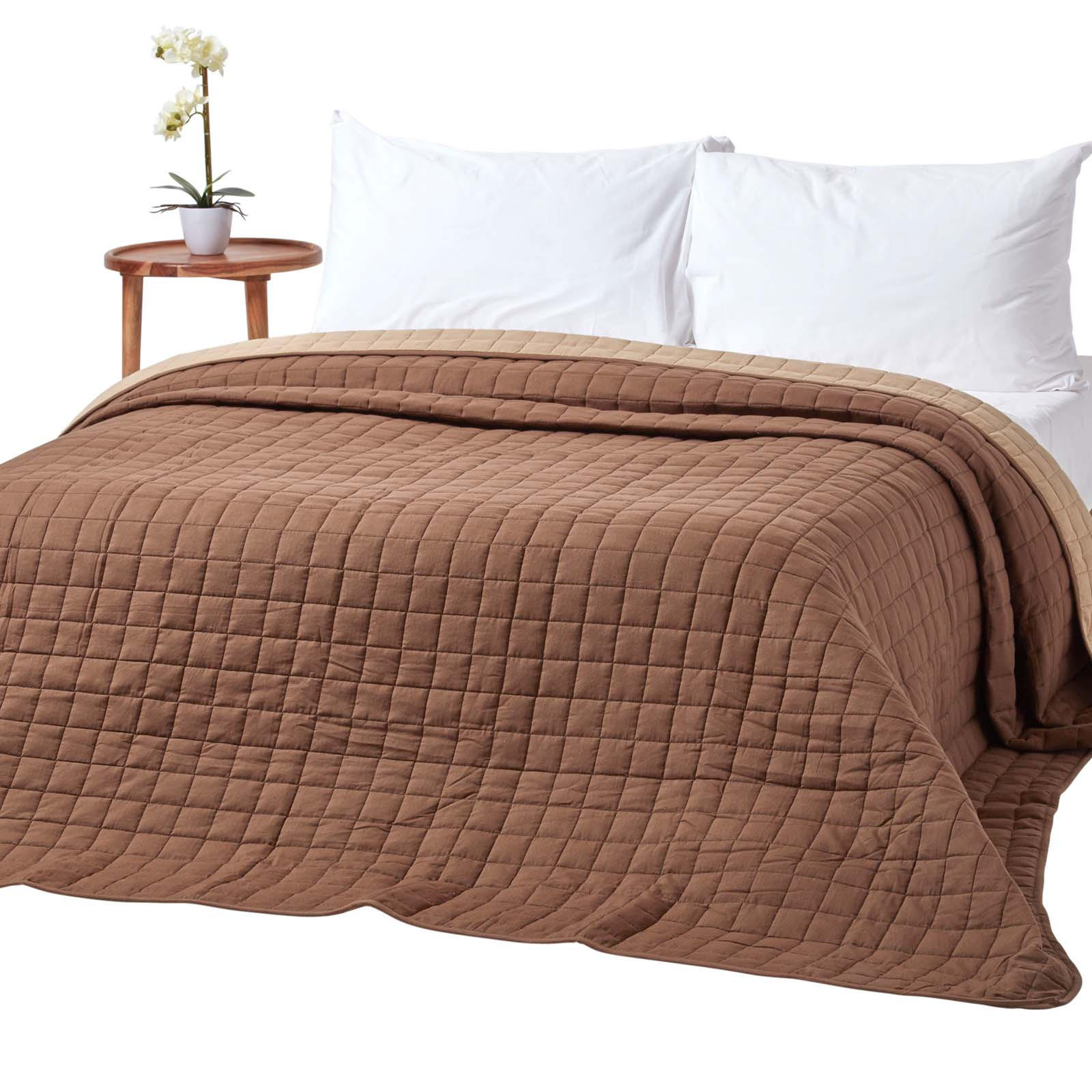 TAGESDECKE gesteppt mit Wende-Design, 230/250 cm - Braun, Textil (230/250cm) - Homescapes
