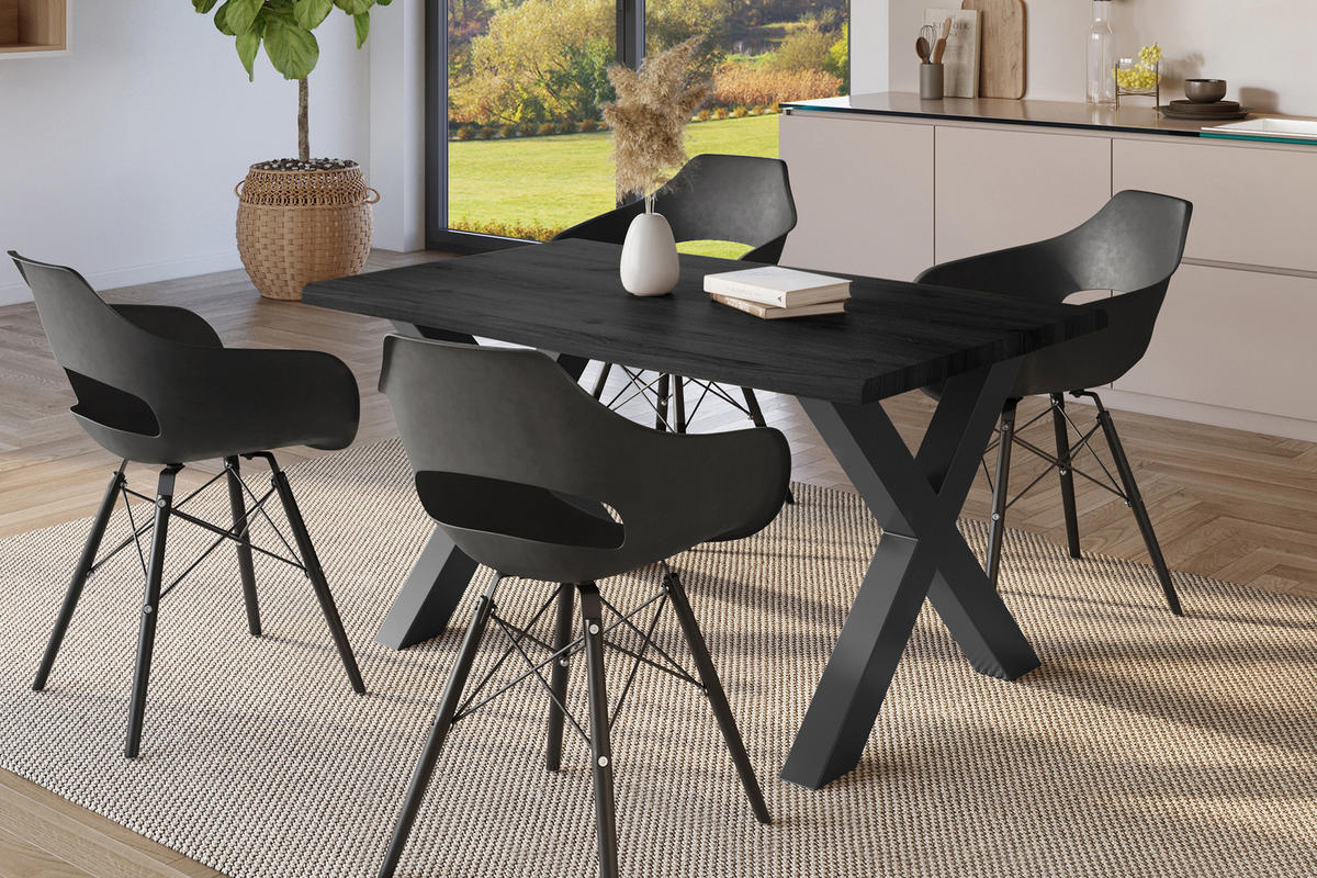 ESSTISCH JULIUS X - Dunkelgrau/Schwarz, Holz (80/120/77cm) - SAM