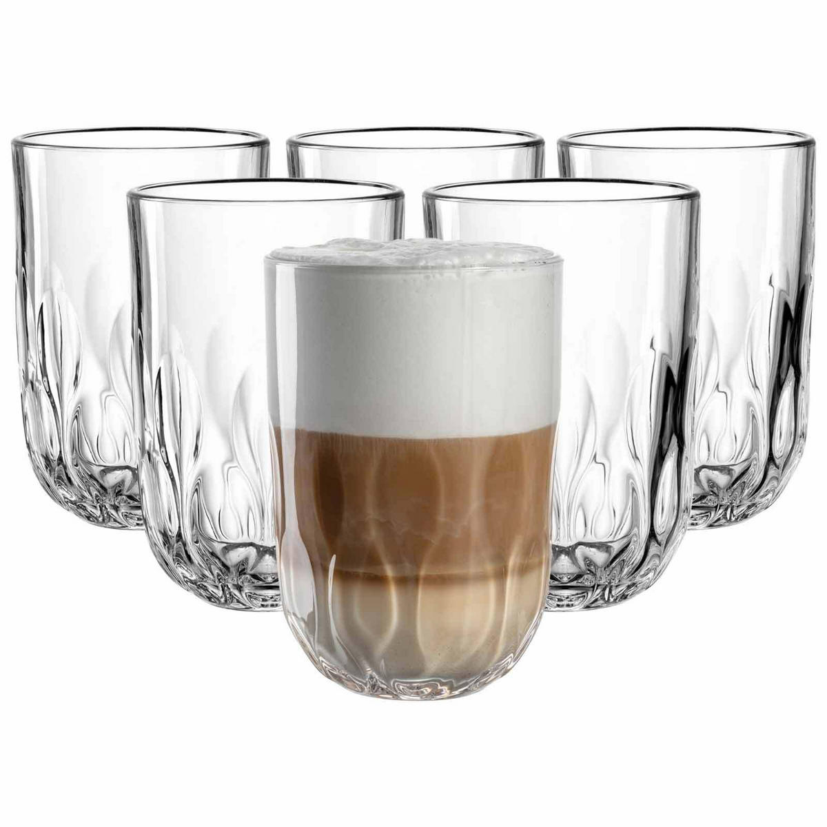 LATTE MACCHIATO GLÄSER (3) Gocce transparent 390 ml 6er Set - Transparent, Glas (0.39L) - Leonardo Living