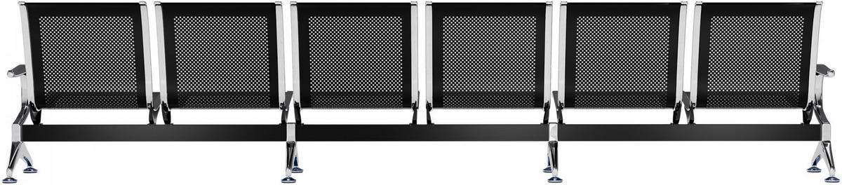 WARTEBANK Metall Schwarz - Chromfarben/Schwarz, Metall (355/80/63cm) - CLP