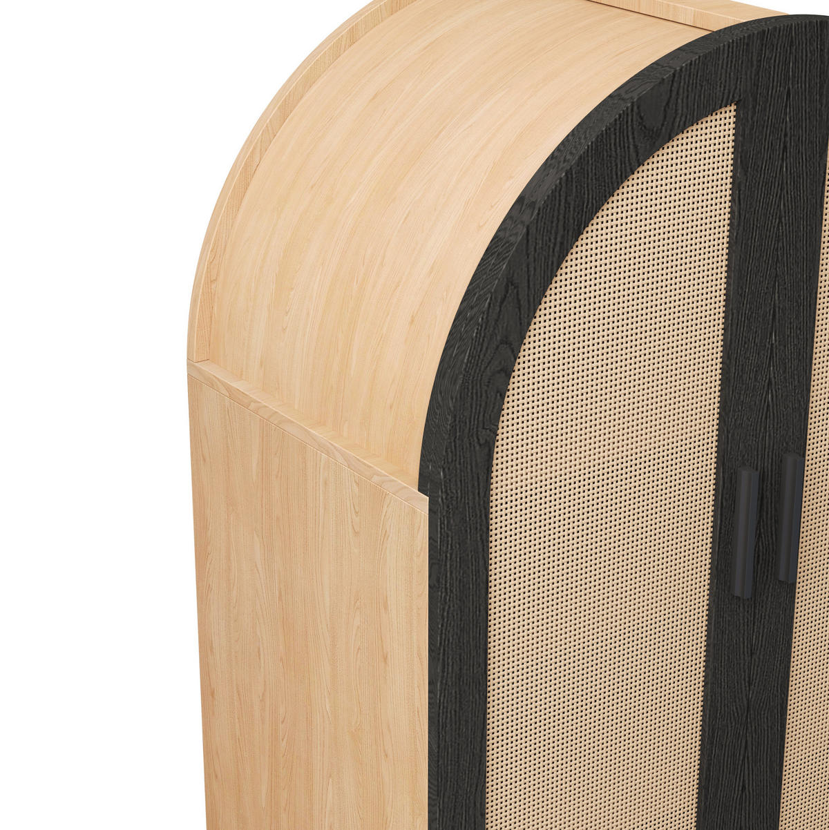 SCHUHSCHRANK 70/40/100 cm natur/schwarz aus MDF und Holzwerkstoff mit Rattantüren - Naturfarben, Holzwerkstoff (70/100/40cm) - OKWISH