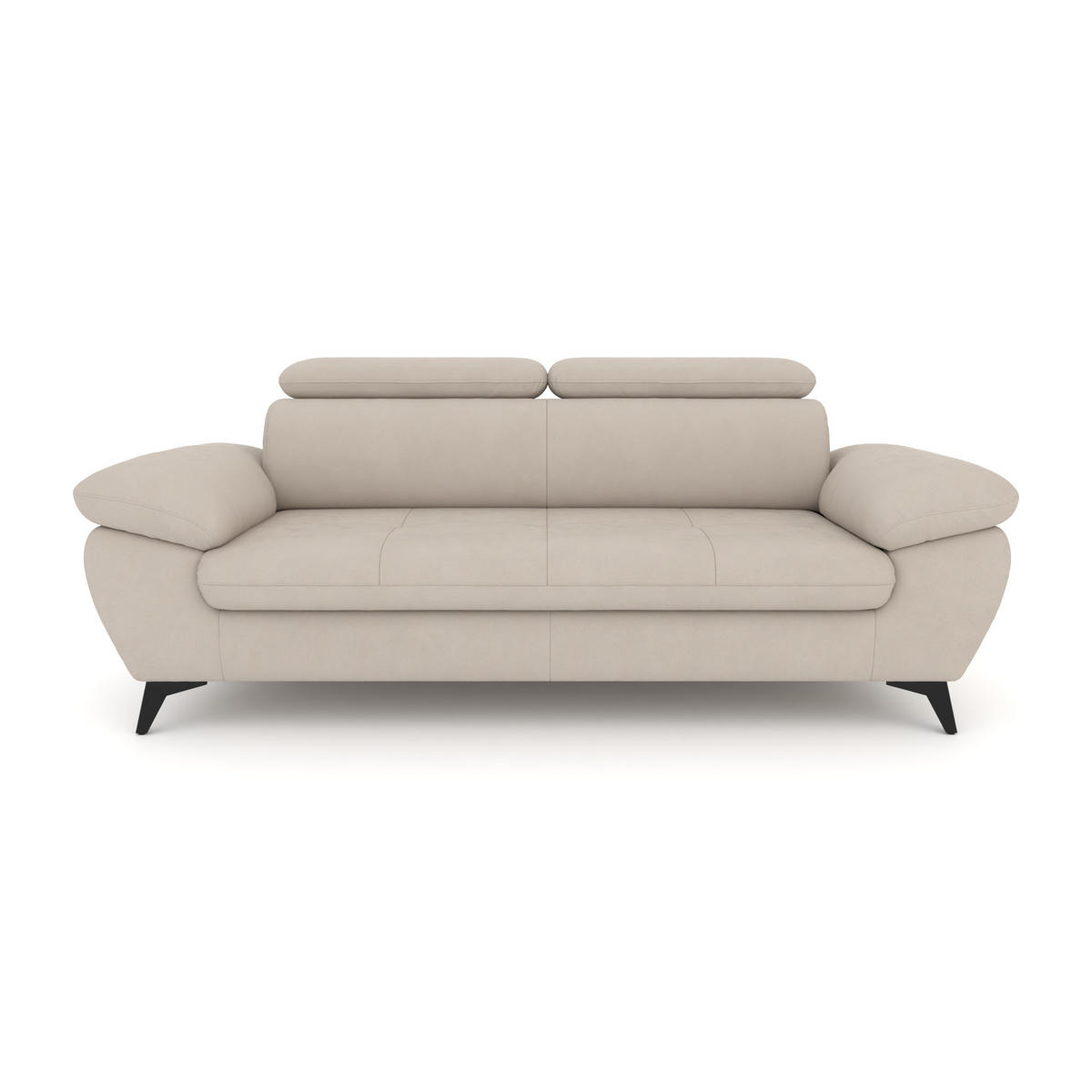 3-SITZER Karlstad Flachgewebe Beige verstell. Kopfstützen B 215 cm - Naturfarben, Kunststoff/Textil (215/84/100cm) - foamnova