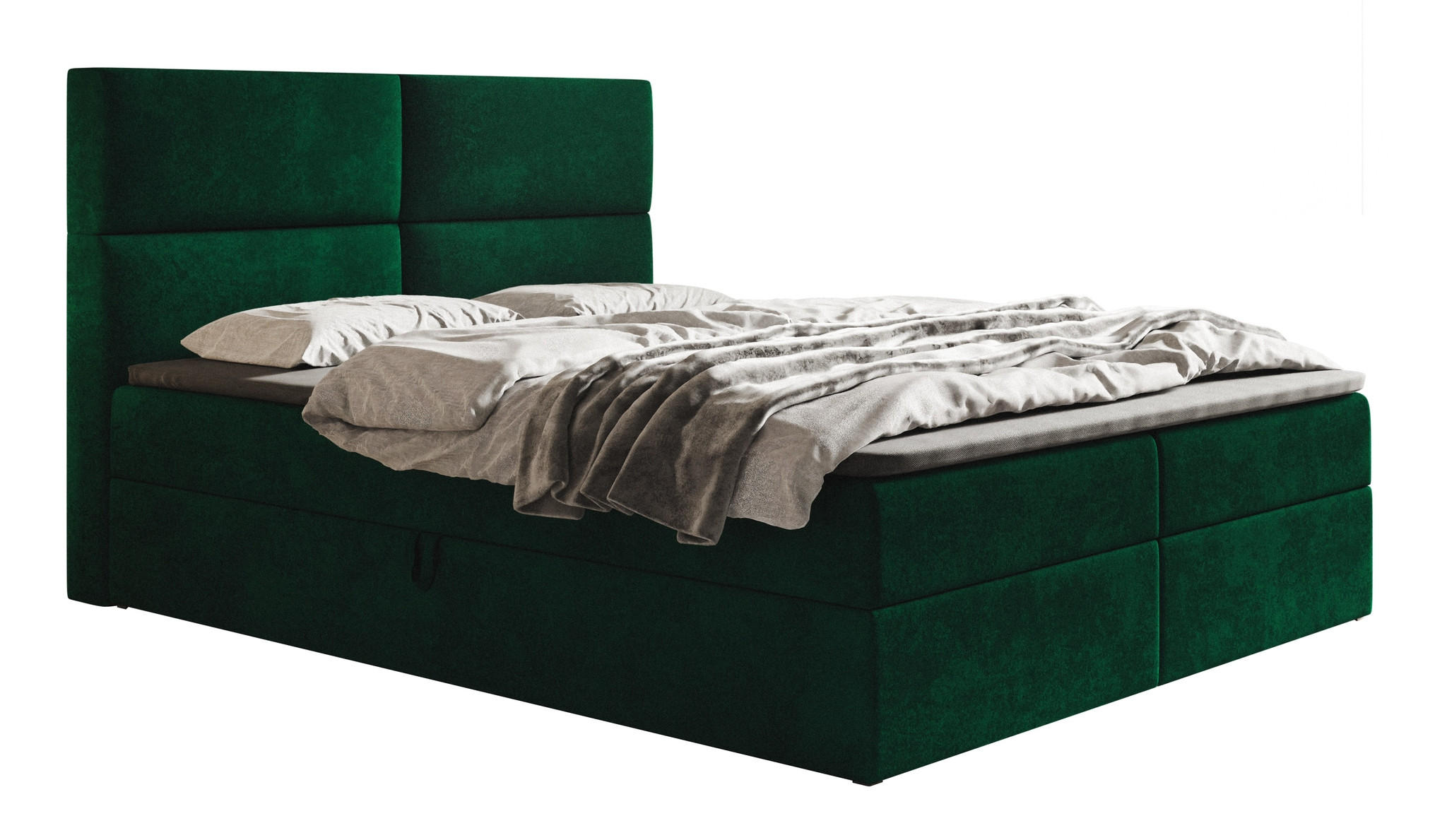 BOXSPRINGBETT mit Matratze 180x200 Coral, Samt, Bettkasten, Grün - Grün, Holz/Textil (180/200cm) - Emporius