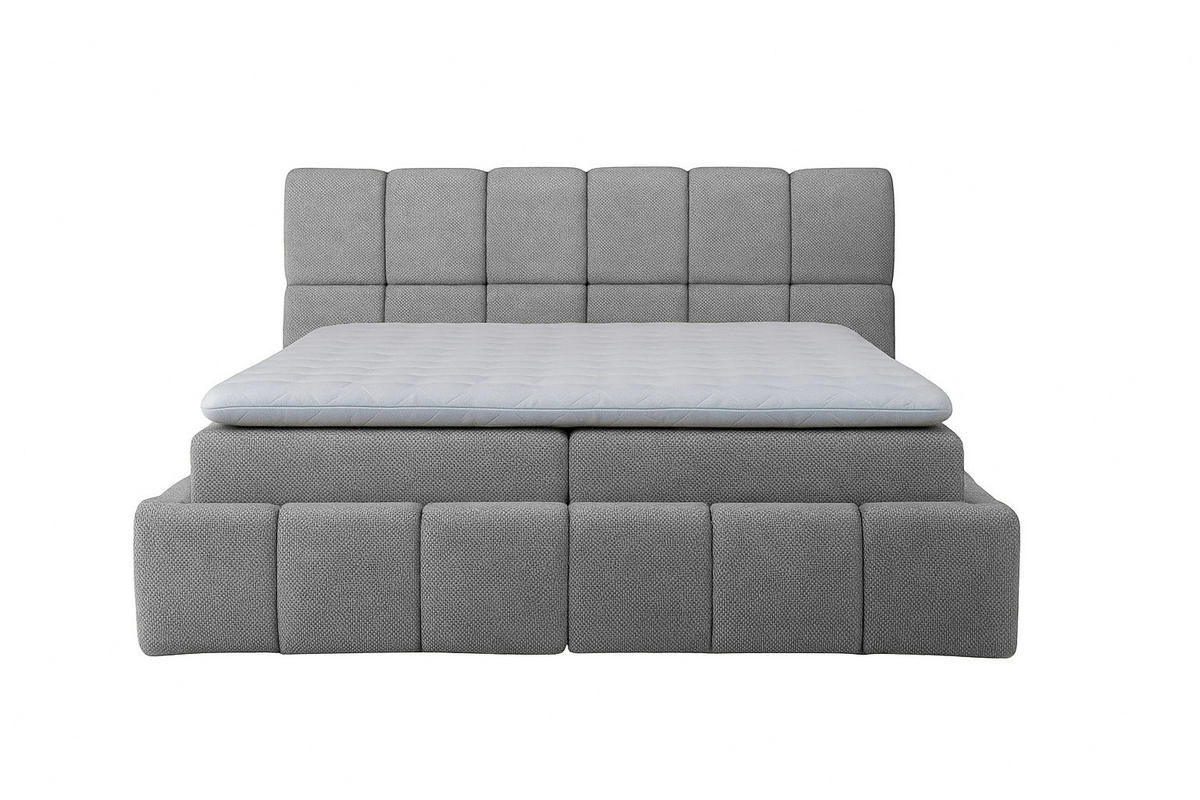 BOXSPRINGBETT AURA mit Topper und Bettkasten, Dunkelgrau, H4 Pocket, 200x200 cm - Dunkelgrau, Textil (200/200cm) - KS Home Concept
