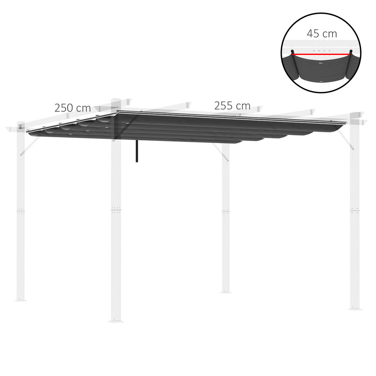 ERSATZDACH, 3x3 m für Gartenpavillon, grau, Polyester, mit 10 Löchern - Multicolor, Kunststoff (255/6/250cm) - FORIOUS
