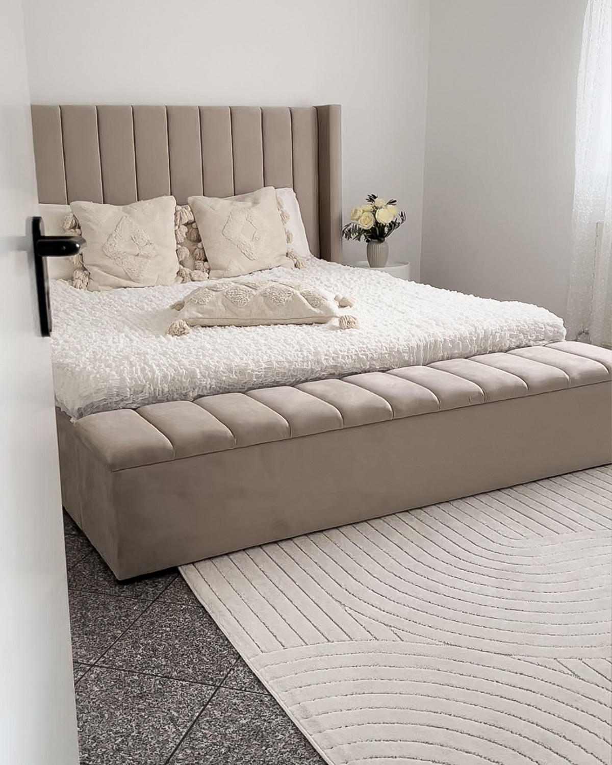 PAT TAPIȚAT 180/200cm bej Noyers - bej, material textil (180/200cm) - Beliani