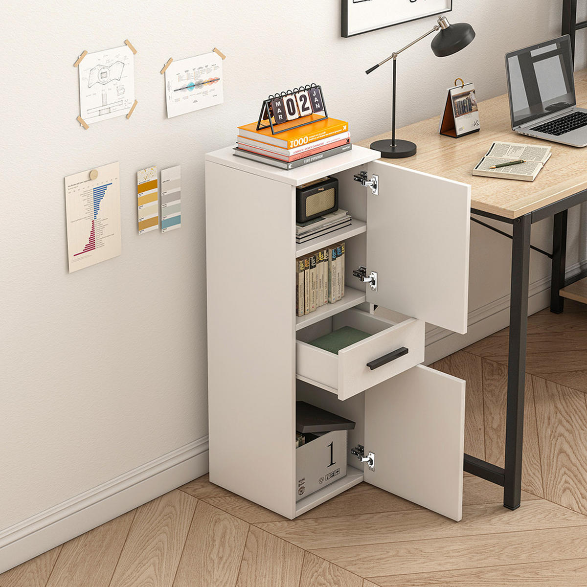 BÜRO-BÜCHERREGAL, weiß 30/30/85 cm - Weiß, Holzwerkstoff (30/85/30cm)