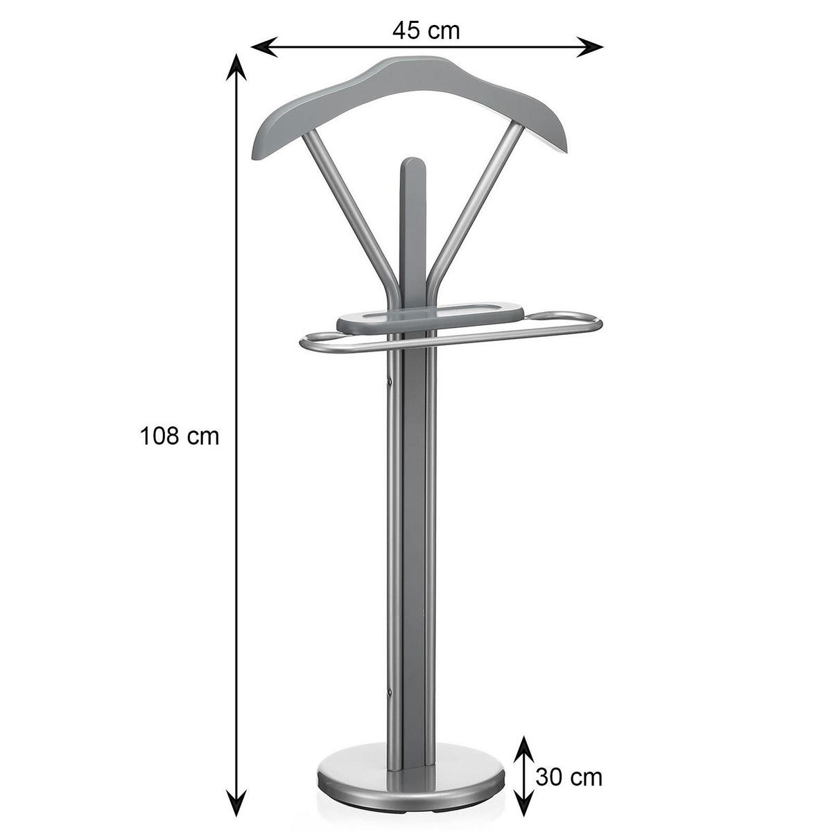 HERRENDIENER FABIO - Grau, Metall (45/108/30cm) - IDIMEX