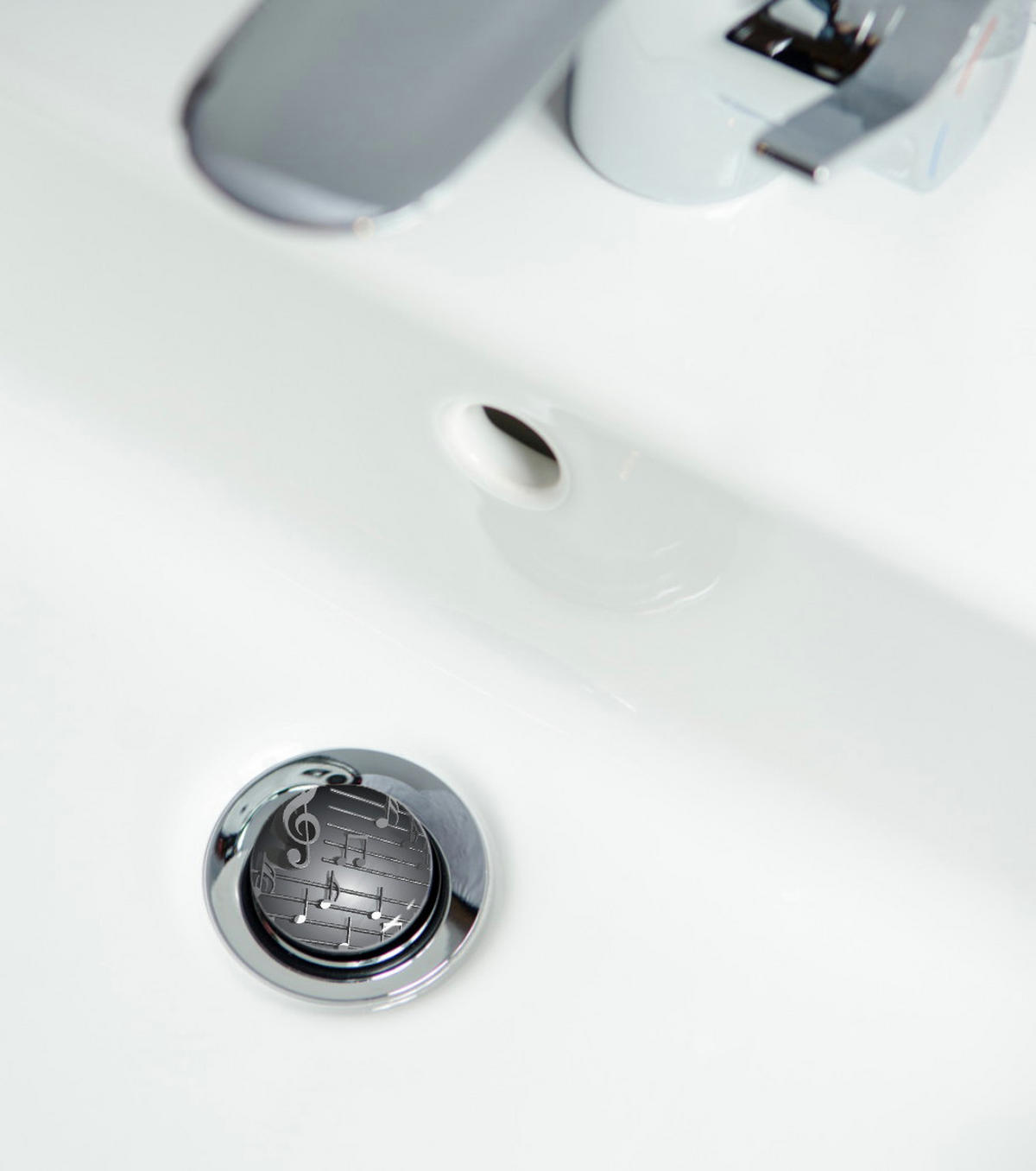WASCHBECKENSTÖPSEL Musical Notes - Grau, Kunststoff/Metall (4/7/7cm) - Sanilo