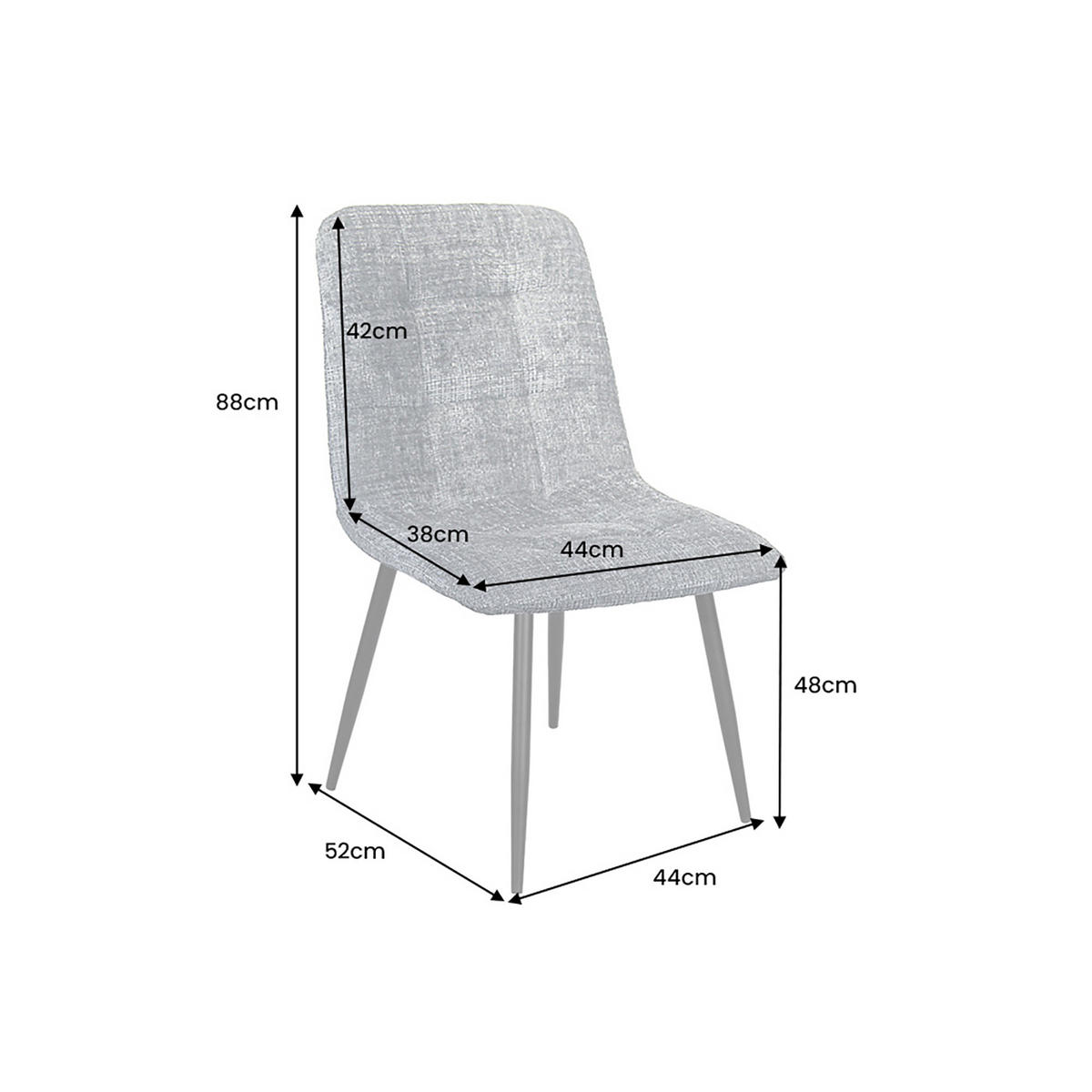 STUHL TRES CHIC Chenille Greige 90 cm - Champagner/Beige, Kunststoff/Textil (54/88/44cm) - riess-ambiente