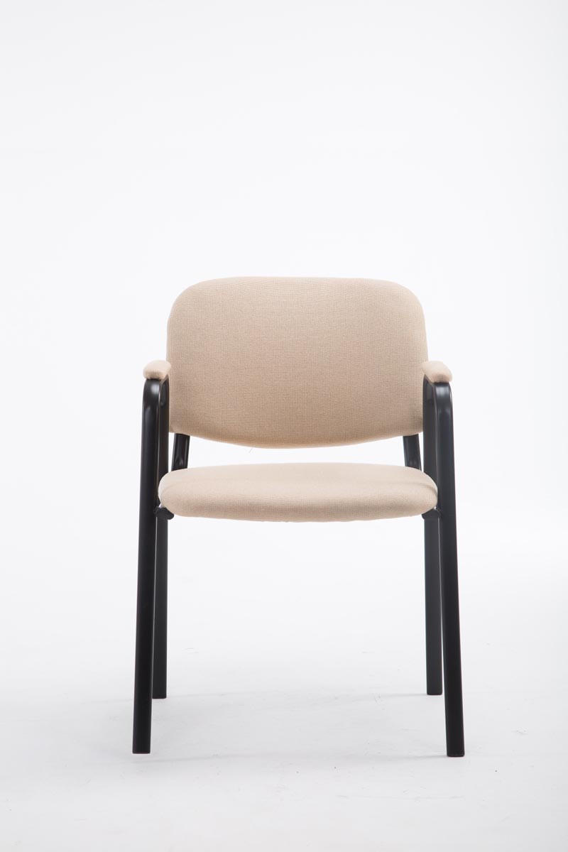 BESUCHERSTUHL Keen Pro, Stoffbezug mit Armlehne - Gestell Schwarz / Bezug Creme - Schwarz/Naturfarben, Textil/Metall (53/79/53cm) - TPFLiving