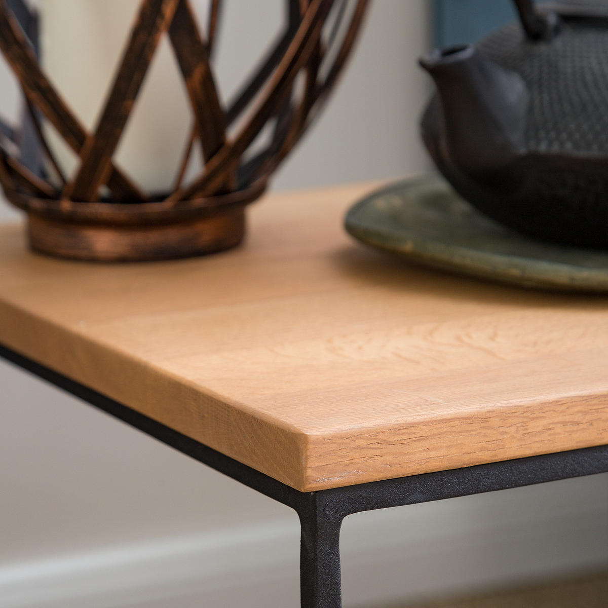 BEISTELLTISCH - Eiche massiv / Metall - Eichefarben, Holz/Metall (40/40/40cm) - home24