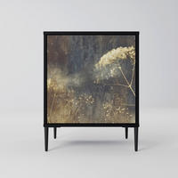SIDEBOARD GENTLE POWER, Schwarz, 57,5x42x72,5 cm, Schwarze Metallfüße - Multicolor/Schwarz, Holzwerkstoff/Metall (57.5/72.5/42cm) - SpaceRebels