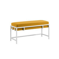 POLSTERBANK LAMO 80 cm Honigfarbener Samt, Weißes Gestell - Honig, Holzwerkstoff (80/45/35cm) - Bettso