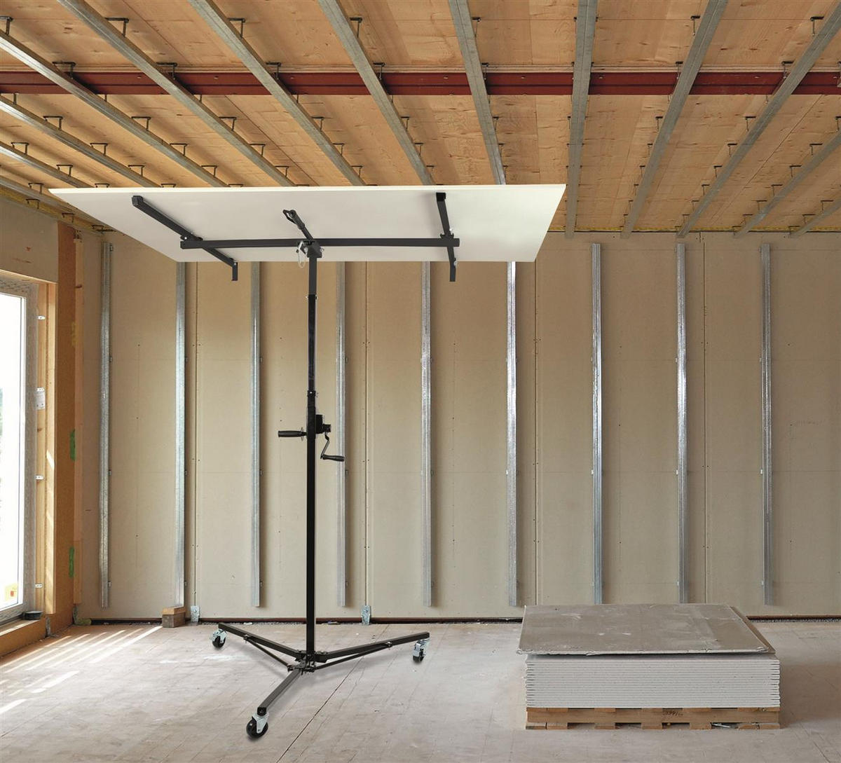 PLATTENHEBER Trockenbau höhenverstellbar 155–300 cm - Schwarz, Kunststoff (80/175/120cm) - Rikta