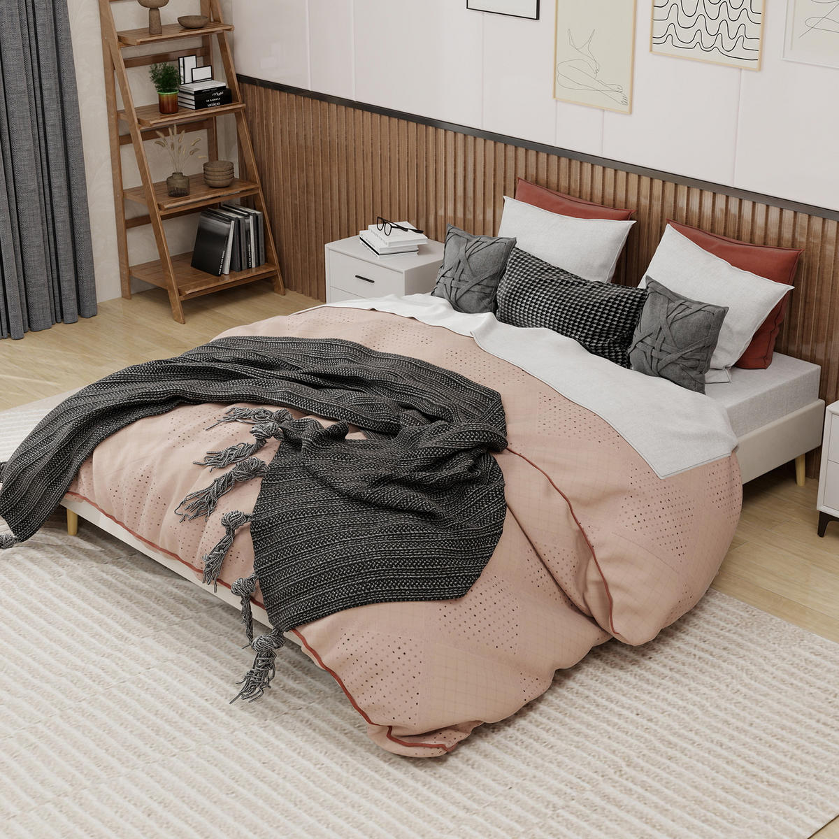 POLSTERBETT 160x200 cm niedrig ohne Stauraum beige - Beige, Textil (160/200cm) - LEBENLANG