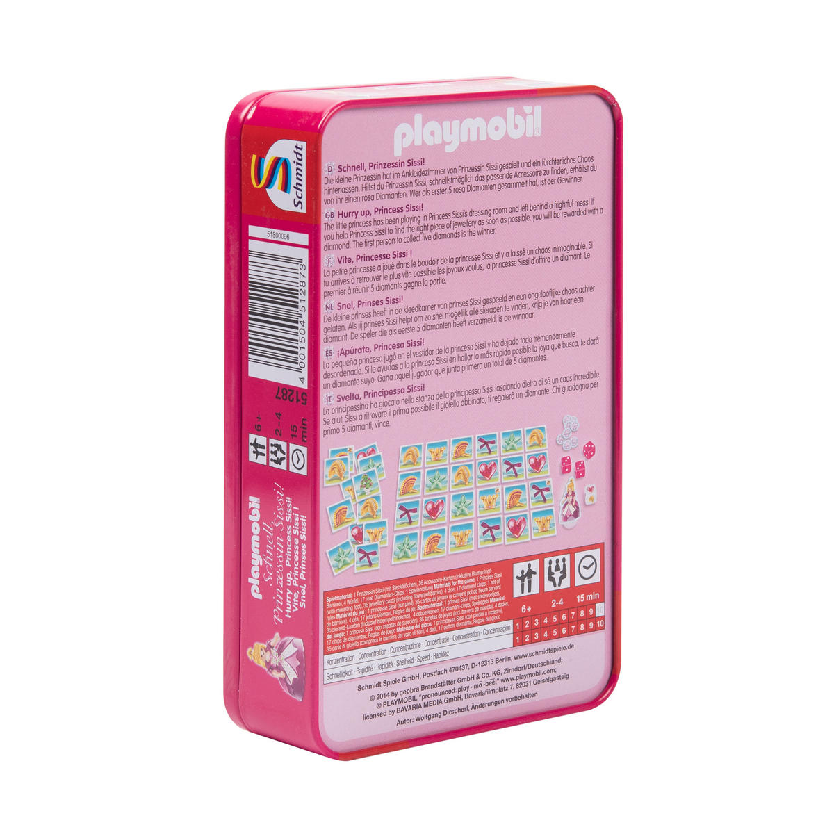 BRETTSPIEL Playmobil Princess Schnell, Prinzessin Sissi! Schmidt Spiele 51287 - Rosa, Metall (11.4/18.4cm) - Playmobil
