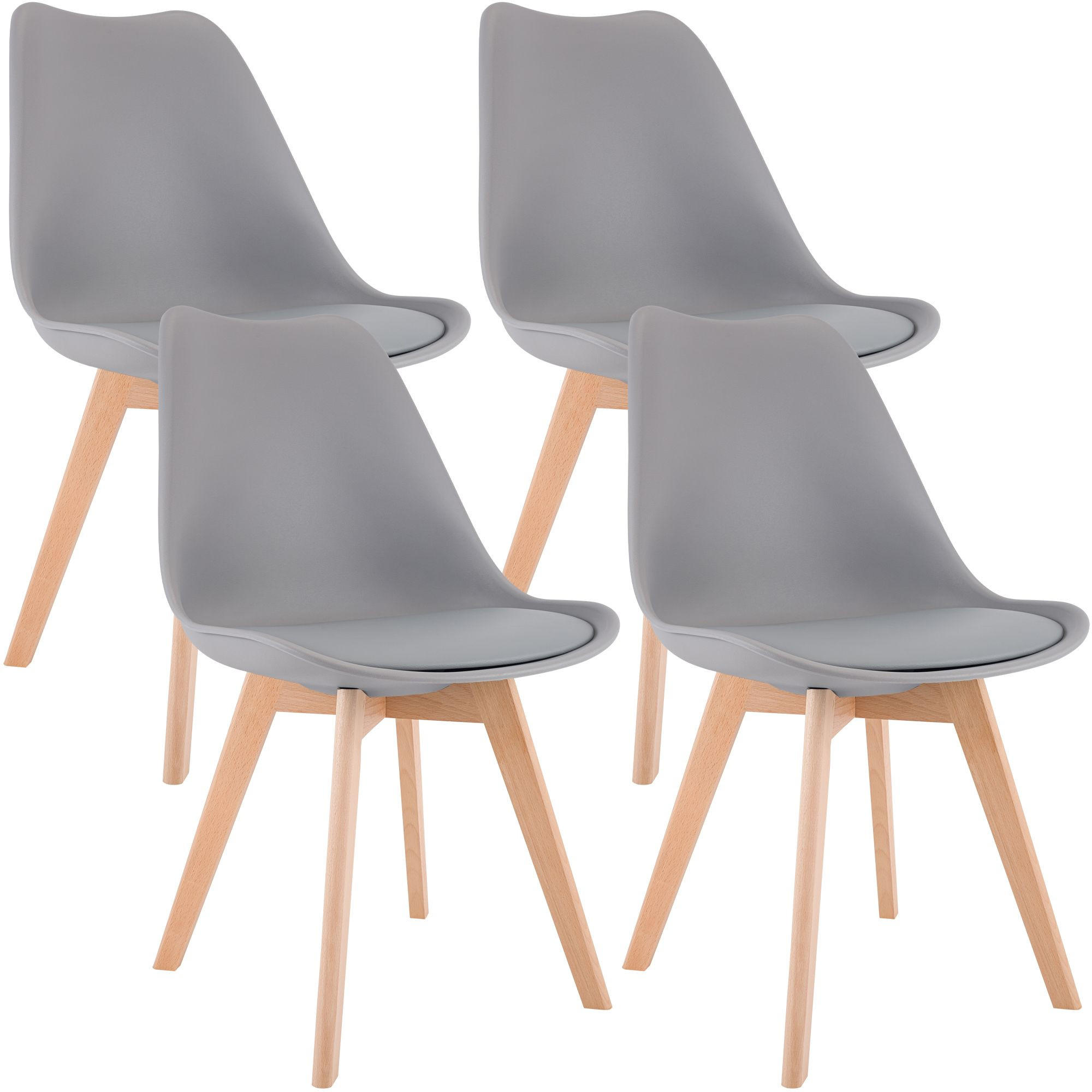 STUHL 4 Kunststoff Grau - Eukalyptusholzfarben/Grau, Holz/Kunststoff (49/83/50cm) - CLP