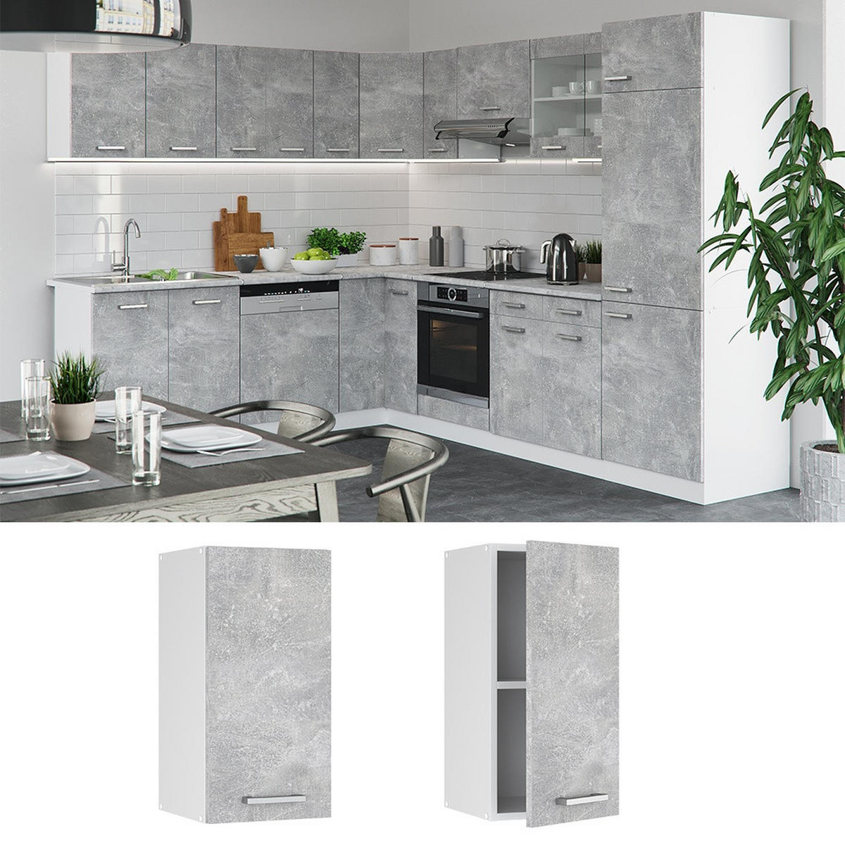VÄGGSKÅP R-Line betong 40 cm - Vit/Grå, Träbaserade material (40/60/31cm) - Vicco
