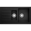 SPÜLBECKEN Kopenhagen Duo, 2-er set Schwarz Metallic 90/50 cm 1,5 Becken + Ablauf-Set ab 60er Unterschrank - Chromfarben/Schwarz Hochglanz, Kunststoff (90/19/50cm) - Primagran