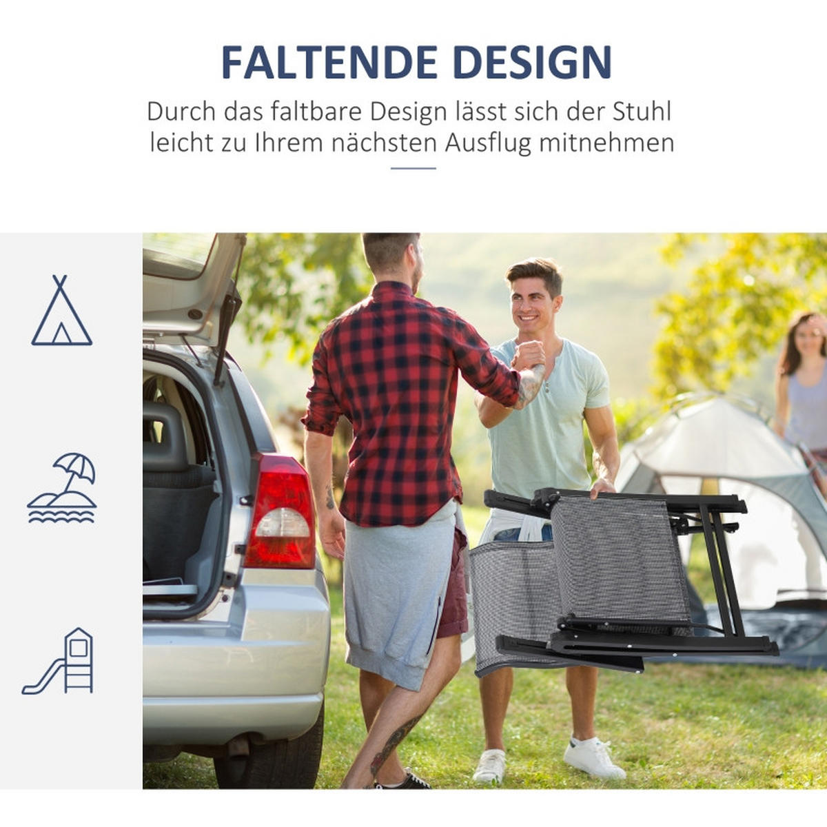 SONNENLIEGE aus Stahl 70x65x111 cm in Grau mit 9-fach verstellbar - Grau, Metall (70/111/65cm) - Modfu