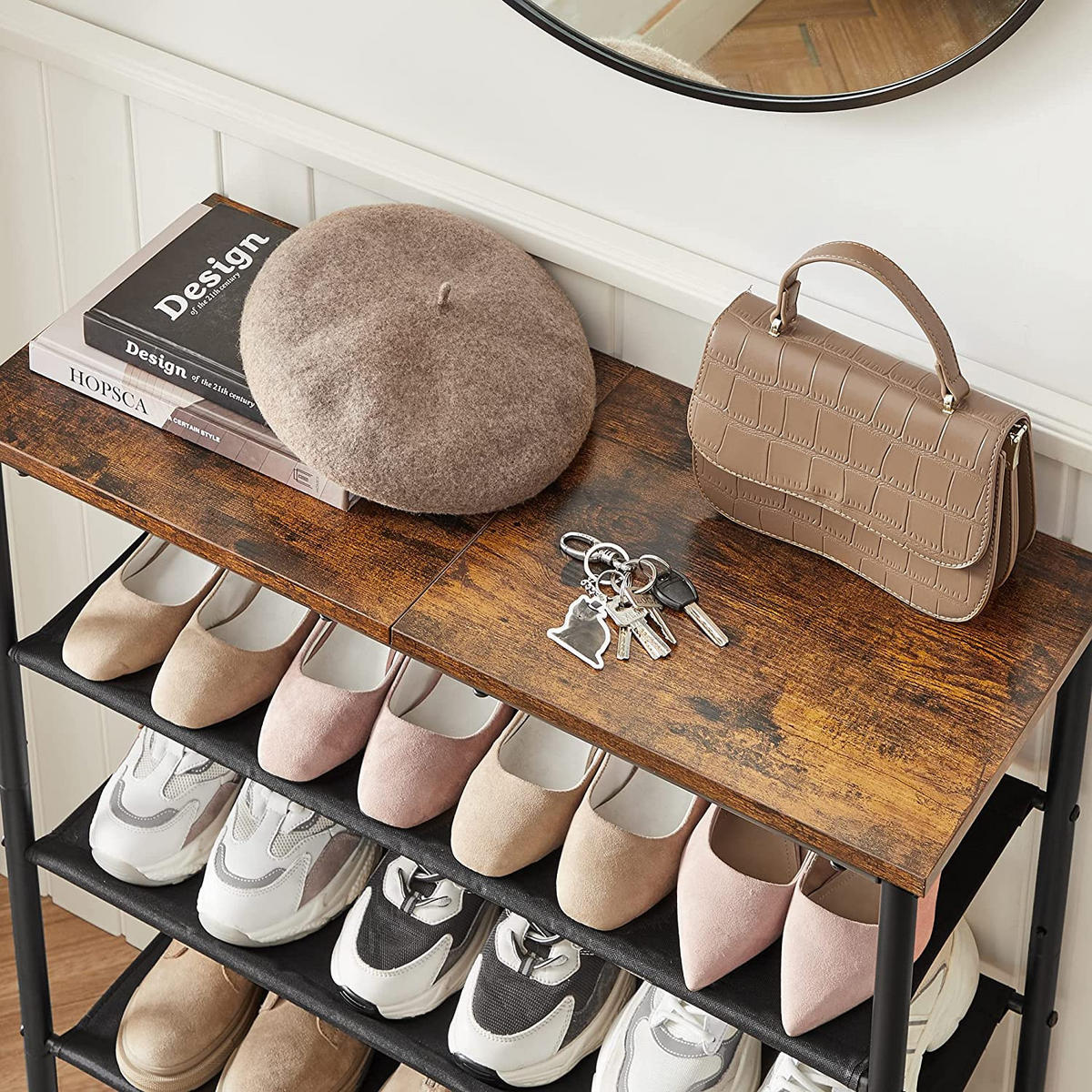 SCHUHREGAL - Braun, Holzwerkstoff (30/71/75cm) - Hansiro