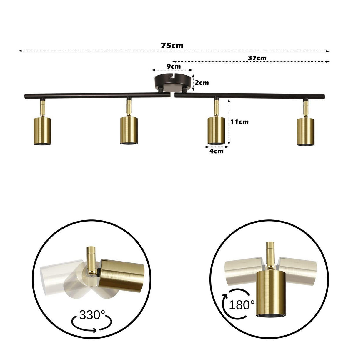 STRAHLER Nixie 4-flammig 75/9/13 cm - Goldfarben, Metall (75/9/13cm) - Nettlife