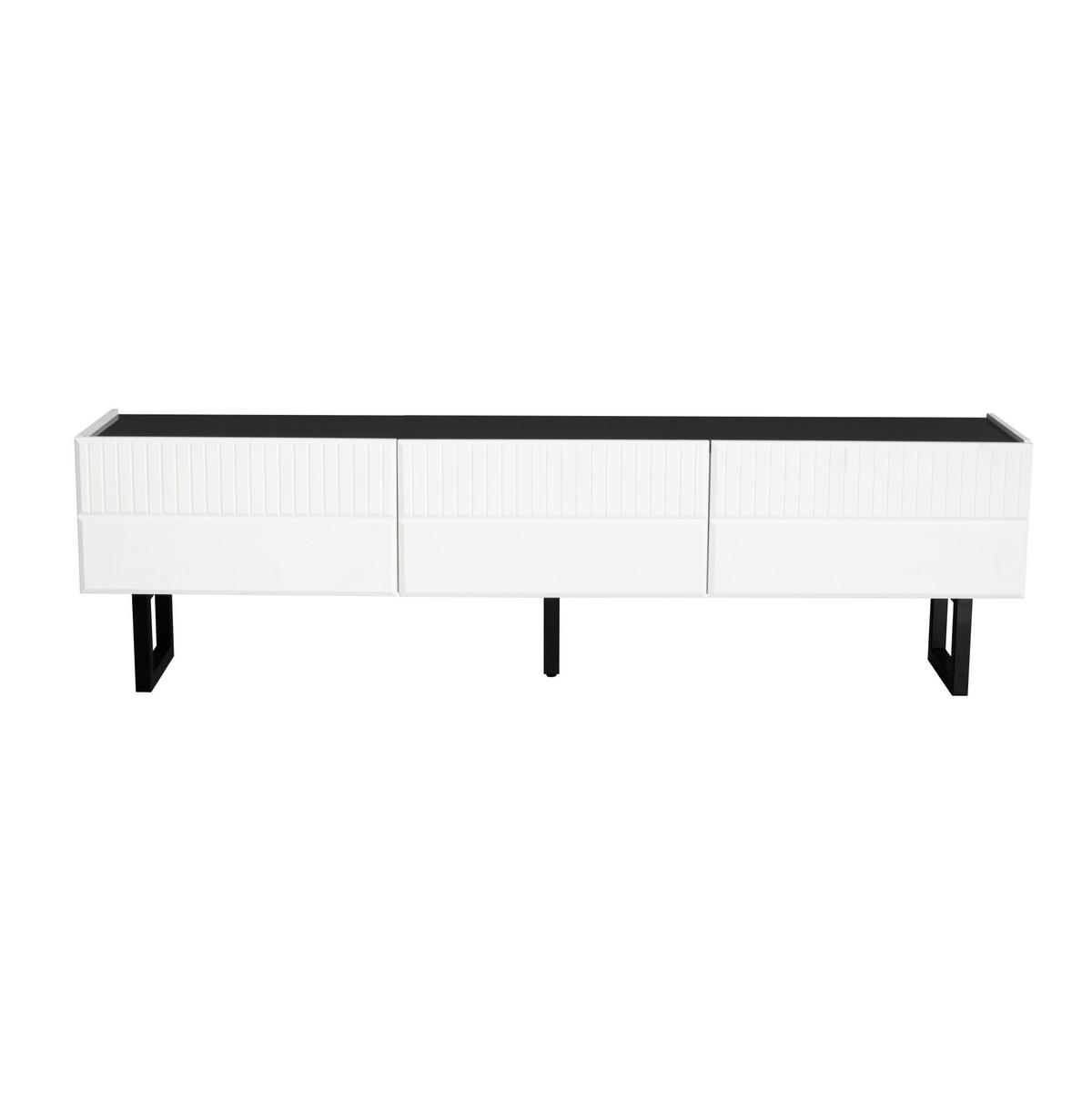 COUCHTISCH- und TV-Lowboard-Set 170/35/47 cm + 110/50,5/41 cm in Schwarz-Weiß - Schwarz, Holzwerkstoff (170/47/35cm) - Flora Grace