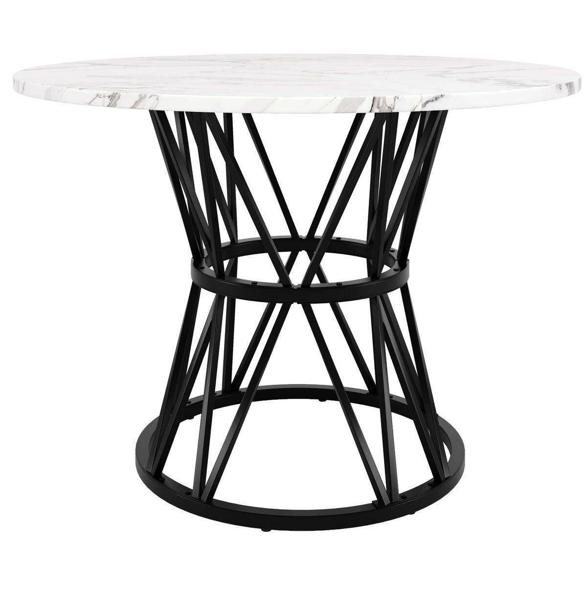 ESSTISCH rund 100/100/76 cm in Schwarz mit Marmoroptik und Metallgestell - Schwarz, Holzwerkstoff (100/100/76cm) - Flora Grace