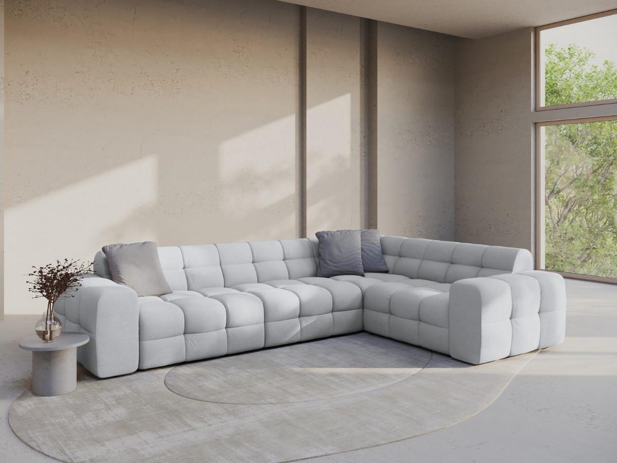 ECKSOFA rechts Kendal aus strukturiertem Stoff hellgrau 6 Sitzplätze - Hellgrau, Textil (231/332cm) - Micadoni