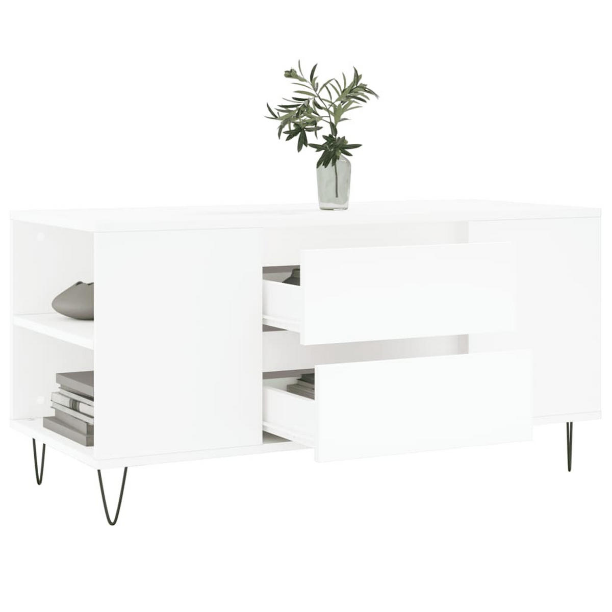COUCHTISCH Weiß 102x44,5x50 cm Holzwerkstoff - Weiß, Holzwerkstoff (102/44.5/50cm) - furnicato