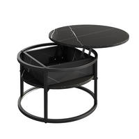 COUCHTISCH Marlo Schwarz/Marmor-Weiß 57 x 57 cm - Schwarz/Weiß, Holzwerkstoff (57/57/47.5cm) - Vicco