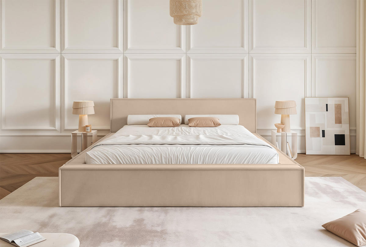 POLSTERBETT Mendocino Classic Low 120x200 cm, Beige - Beige, Textil (120/200cm) - Fedve