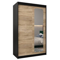 SCHWEBETÜRENSCHRANK 200/120/62 2-türig - Silberfarben/Schwarz, Holz/Kunststoff (120/200/62cm) - Abiks Möbel