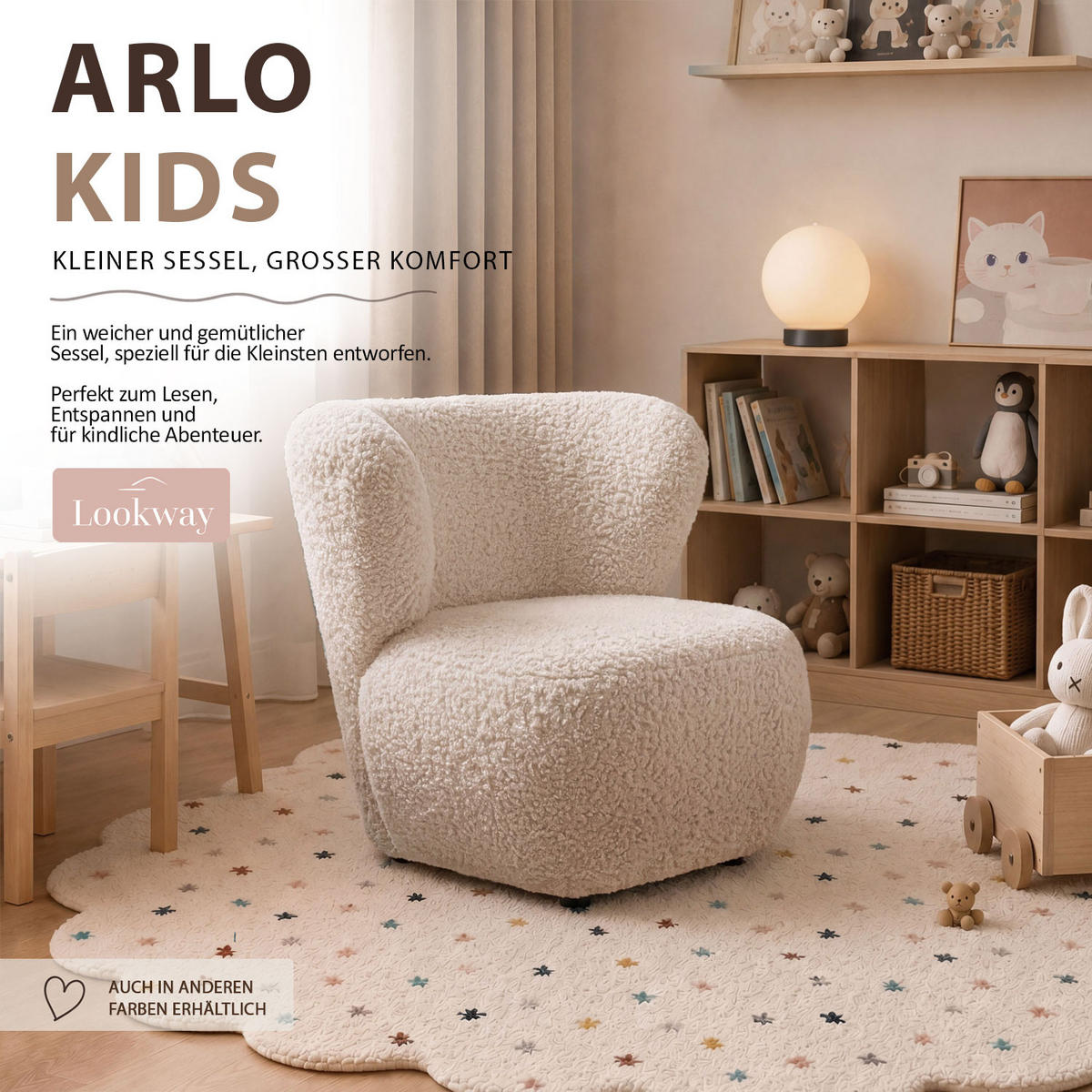 KINDERSESSEL ARLO KIDS Rolf 3 - Rosa, Textil (85/74/58cm) - Lookway
