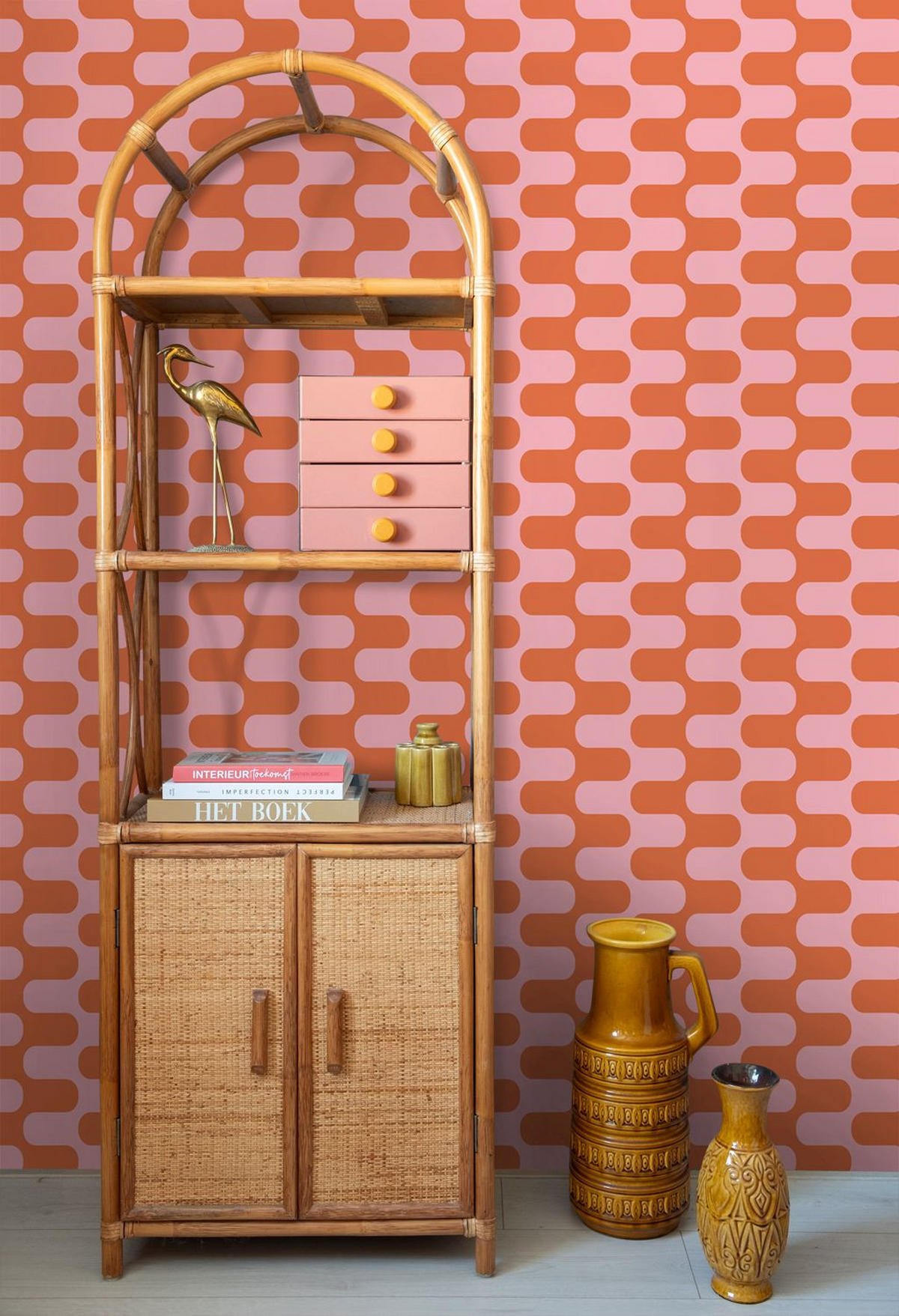 TAPETE Wellenlinien 50 x 900 cm - Pink, Papier (50/900cm) - ESTAhome