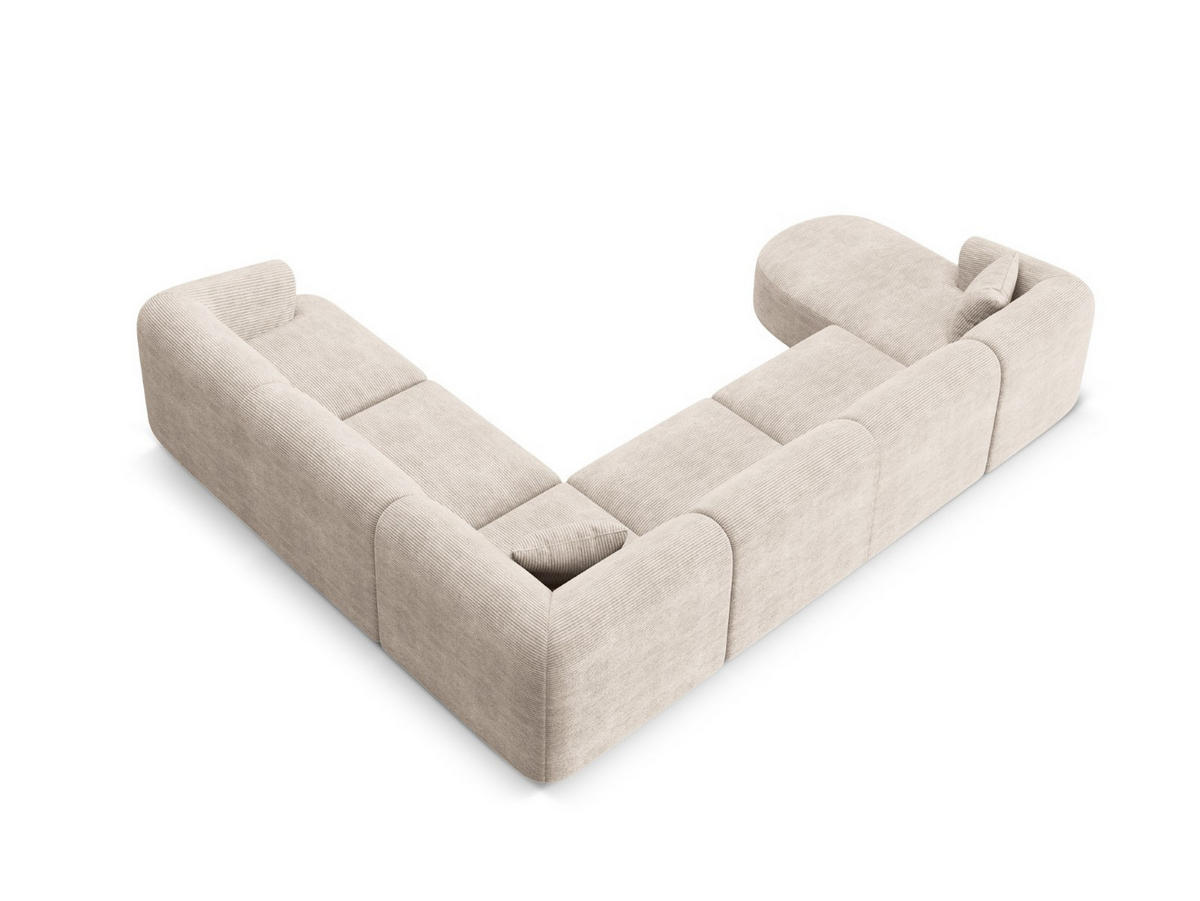 MODULARES-PANORAMASOFA rechts Campi aus Cord cappuccino 7 Sitzplätze - Cappuccino, Textil (255/70/330cm) - Cosmopolitan Design