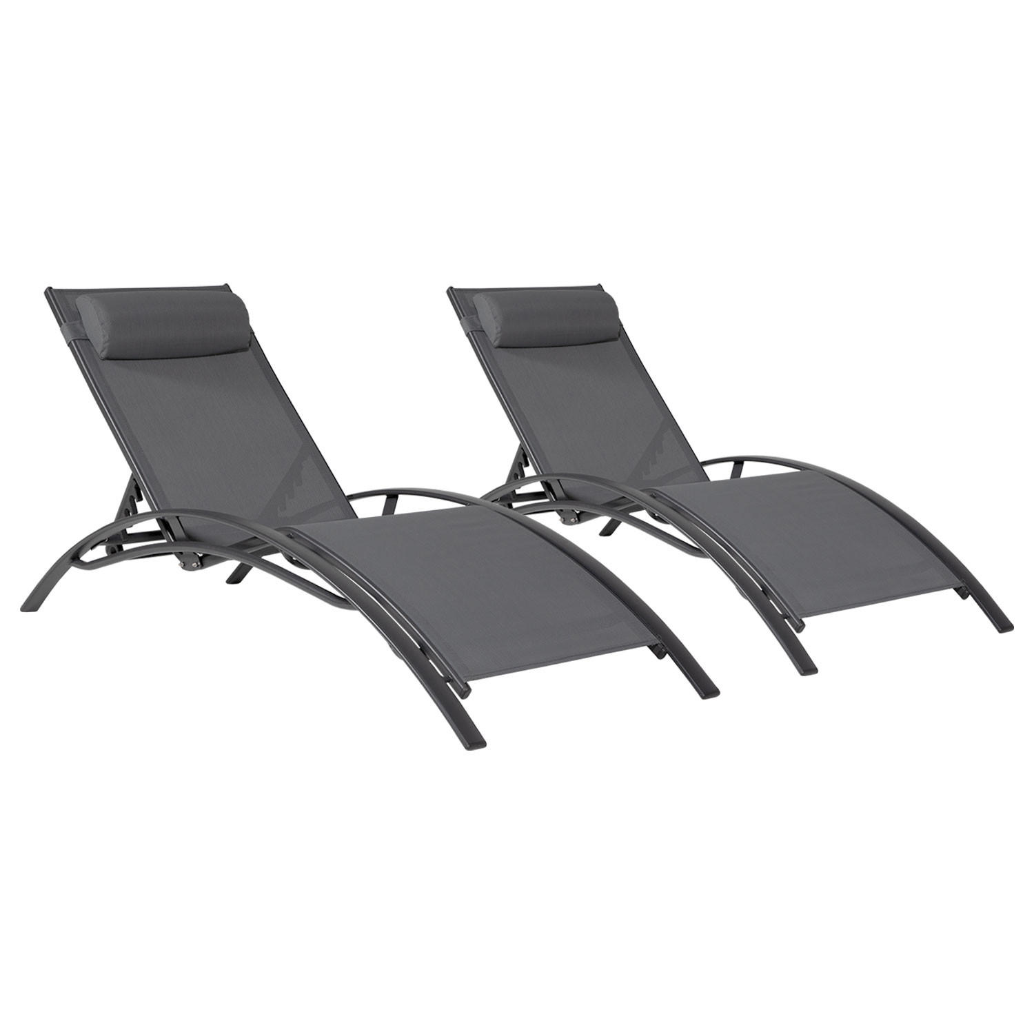 LIEGEN GALAPAGOS Grau und Anthrazitgrau 2er-Set - Grau, Metall (63/82/173.5cm) - Happy Garden