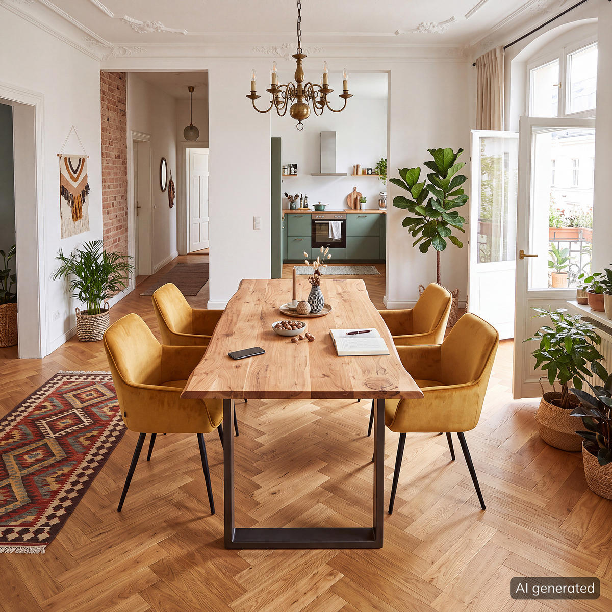 ESSTISCH mit Massivholzplatte - Metall / Massivholz - Akazie Braun / Schwarz - Schwarz/Braun, Holz/Metall (90/160/76cm) - home24