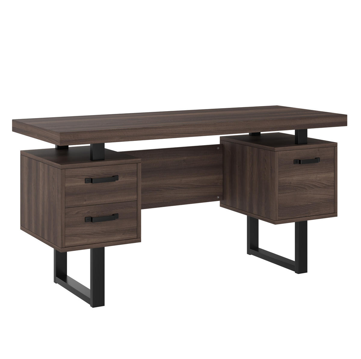 SCHREIBTISCH 135/54 cm mit 2 Schubladen und Ordnerfach in Braun - Dunkelbraun, Holzwerkstoff (135/54/76cm) - BEAOK