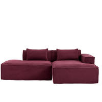 ECKSCHLAFSOFA L-/U-/2-er Sofa mit Schlaffunktion,Modulsofa,Cord,Rot - Rot, Textil (129/233cm) - LVHOM