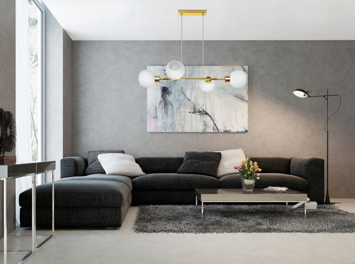 PENDELLEUCHTE GOLDGLAS - Goldfarben/Weiß, Glas/Metall (40/85/100cm) - kiki design