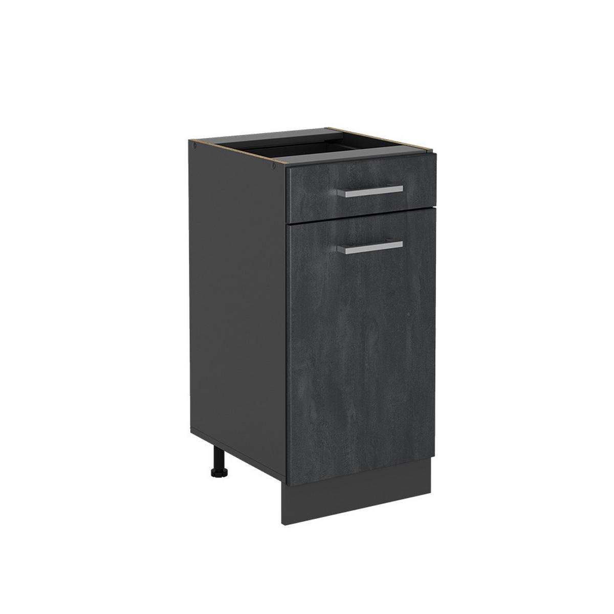 KÜCHENUNTERSCHRANK R-Line Schwarz Beton 40 cm ohne Arbeitsplatte - Anthrazit/Schwarz, Holzwerkstoff (40/81.6/46cm) - Vicco
