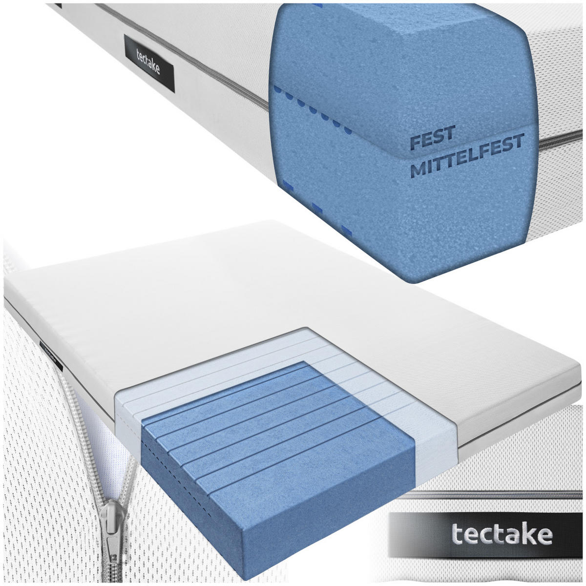 MATRATZE Sky,waschbarer Bezug aus atmungsaktivem 3D-Meshgewebe,weiß - Weiß, Textil - tectake