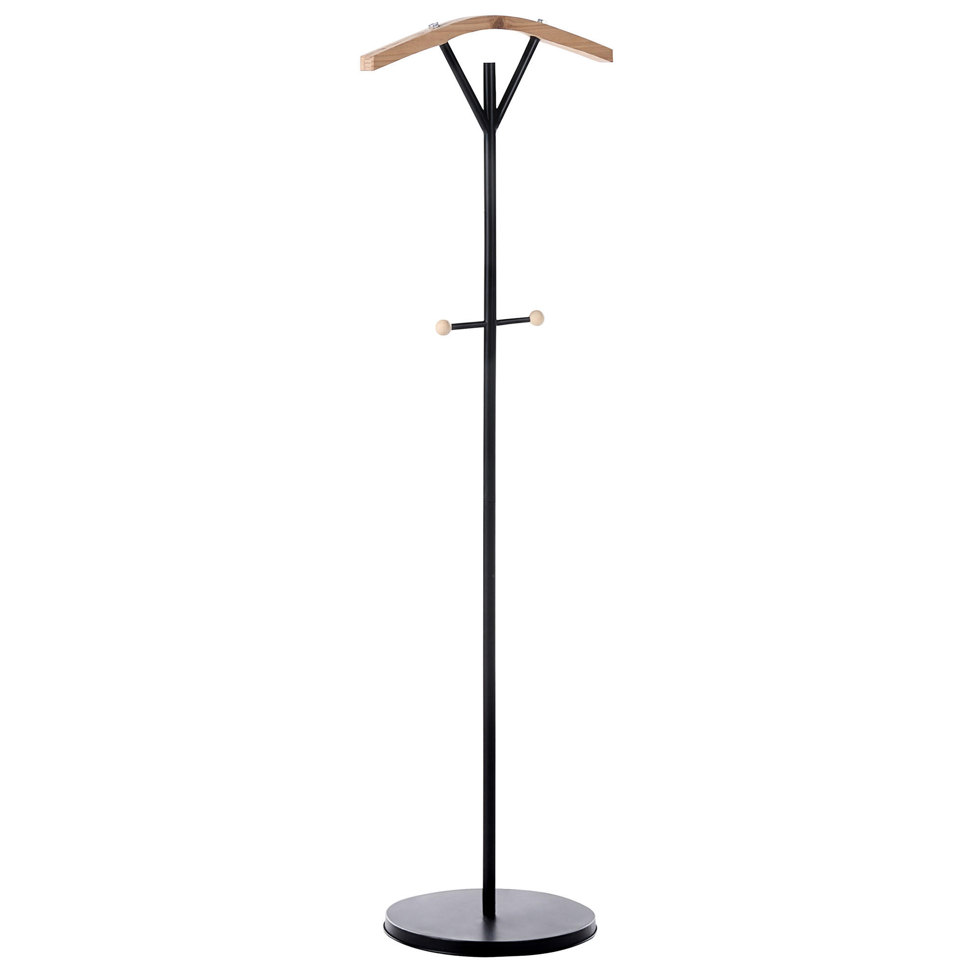 GARDEROBENSTÄNDER Schwarz Thompson - Hellbraun, Metall (40/130/30cm) - Beliani
