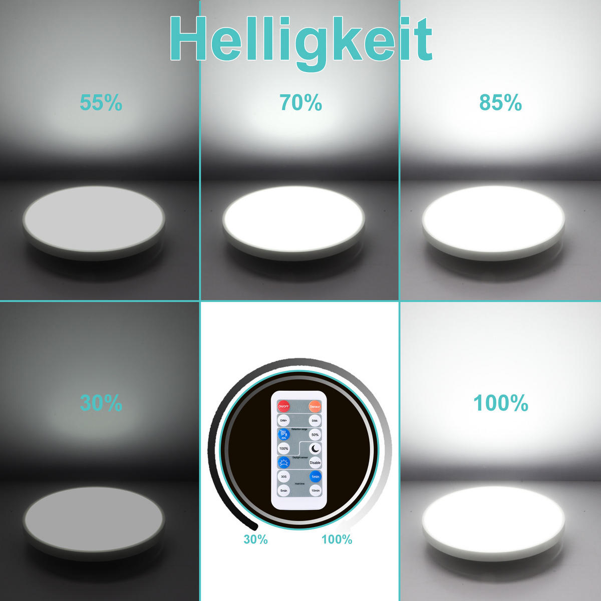 DECKENLEUCHTE CE1713 LED mit Fernbedienung und Sensor - Weiß, Kunststoff (25/23.5/6.5cm) - LOVHAUS