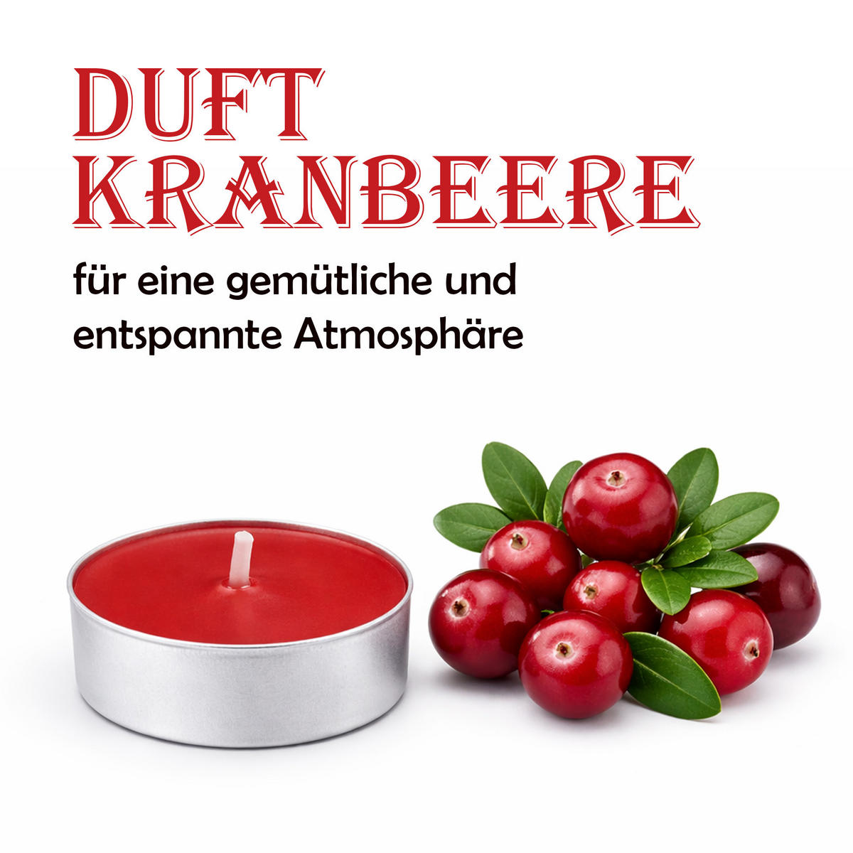 TEELICHT mit Duft - Cranberry - 36er Pack - Kirschrot, Naturmaterialien (4/1.5/4cm) - HS Candle