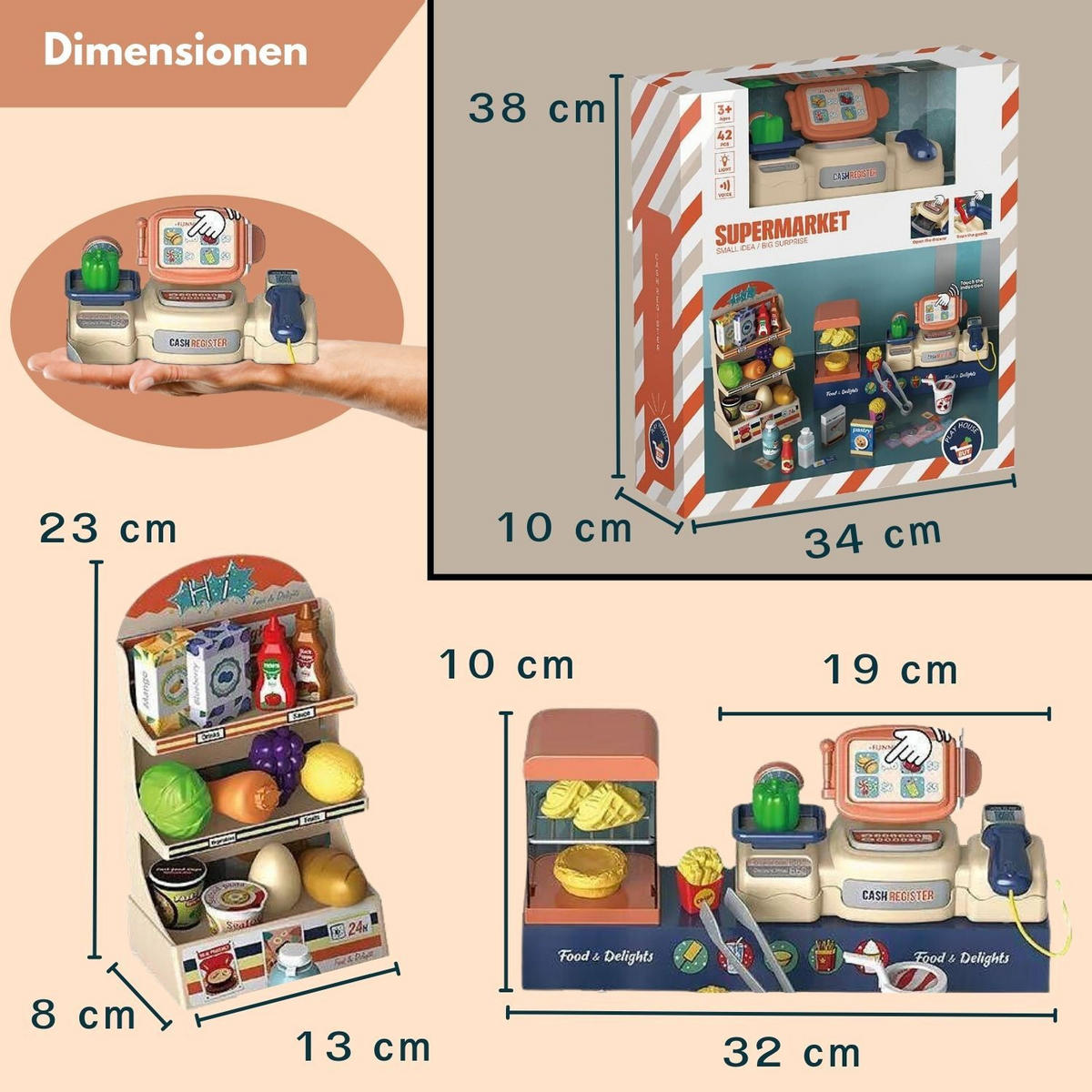 KAUFLADEN MIT SPIELZEUGKASSE NICO 42-teilig - Multicolor, Kunststoff (8/20/45cm) - Coemo